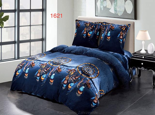 Pościel polarowa 160x200 welur granatowa łapacz snów