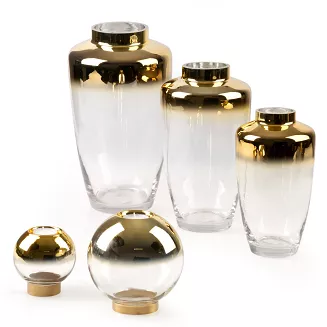 Świecznik dekoracyjny ZOJA 15x15 Eurofirany złoty przezroczysty szklany kulisty