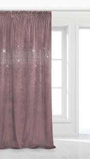 Pudrowa Zasłona Welurowa Z Kryształkami Na Taśmie 140x270 Shiny