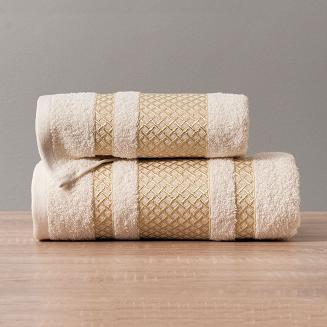 Ręcznik bawełniany LIONEL 70x140 kremowy ze złotą bordiurą