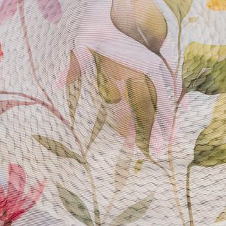 Firanka żakardowa gotowa na szelkach KWIATOWA ŁĄKA 300x230 biała