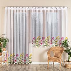 Firanka żakardowa gotowa na szelkach KWIATOWA ŁĄKA 300x230 biała