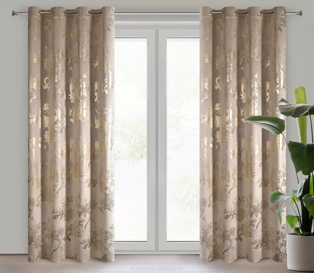 Zasłona gotowa na przelotkach CELIA 140x250 Eurofirany beżowy