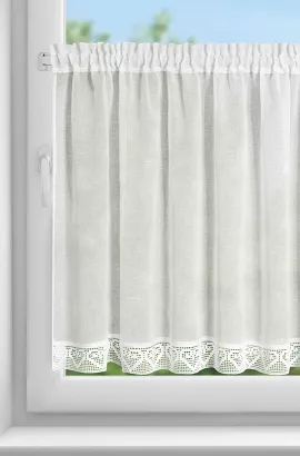 Firana gotowa zazdrostka GABI 150x90 Eurofirany kremowa + koronka w serduszka