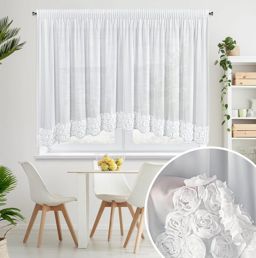 Zasłona gotowa na taśmie ROSES 400x160 Eva Minge Eurofirany biały