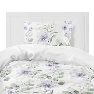 Pościel flanelowa 200x220 biała szara beżowa niebieska pastelowe kwiaty