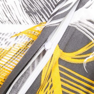 Pościel satyna bawełniana SATYNLOVE 160x200 szara w białe złote czarne pióra