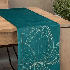 Obrus dekoracyjny BLINK 35x140 Eurofirany ciemnoturkusowy