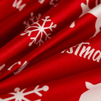 Pościel świąteczna 140x200 czerwona biała renifery choinki śnieżynki