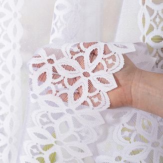 Firanka żakardowa gotowa na żabki HANA 400x160 biała