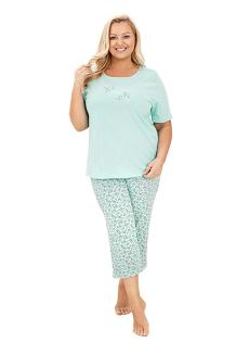 Piżama damska REGINA kod 736 zielona spodnie w kwiatuszki