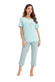 Piżama damska REGINA kod 736 zielona spodnie w kwiatuszki