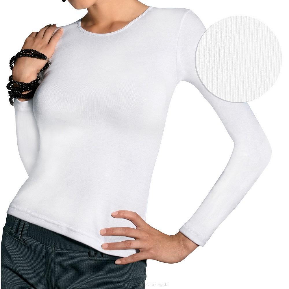 Podkoszulka damska z długim rękawem DINA prążki biała