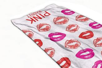 Ręcznik plażowy 70x140 biały kolorowe usta