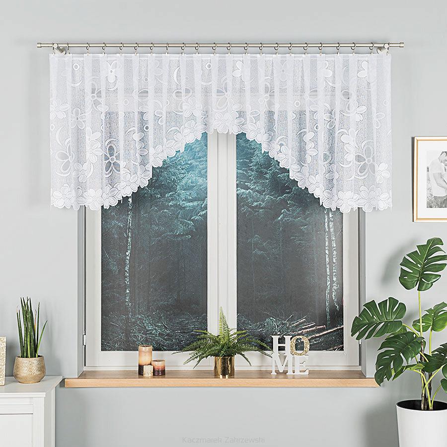 Firanka żakardowa gotowa na żabki RENATA 350x80 biała