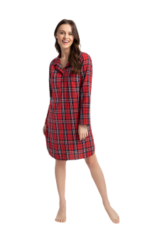 Koszula damska LUNA kod 157 czerwona krata flanela