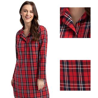 Koszula damska LUNA kod 157 czerwona krata flanela