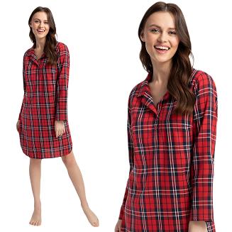 Koszula damska LUNA kod 157 czerwona krata flanela