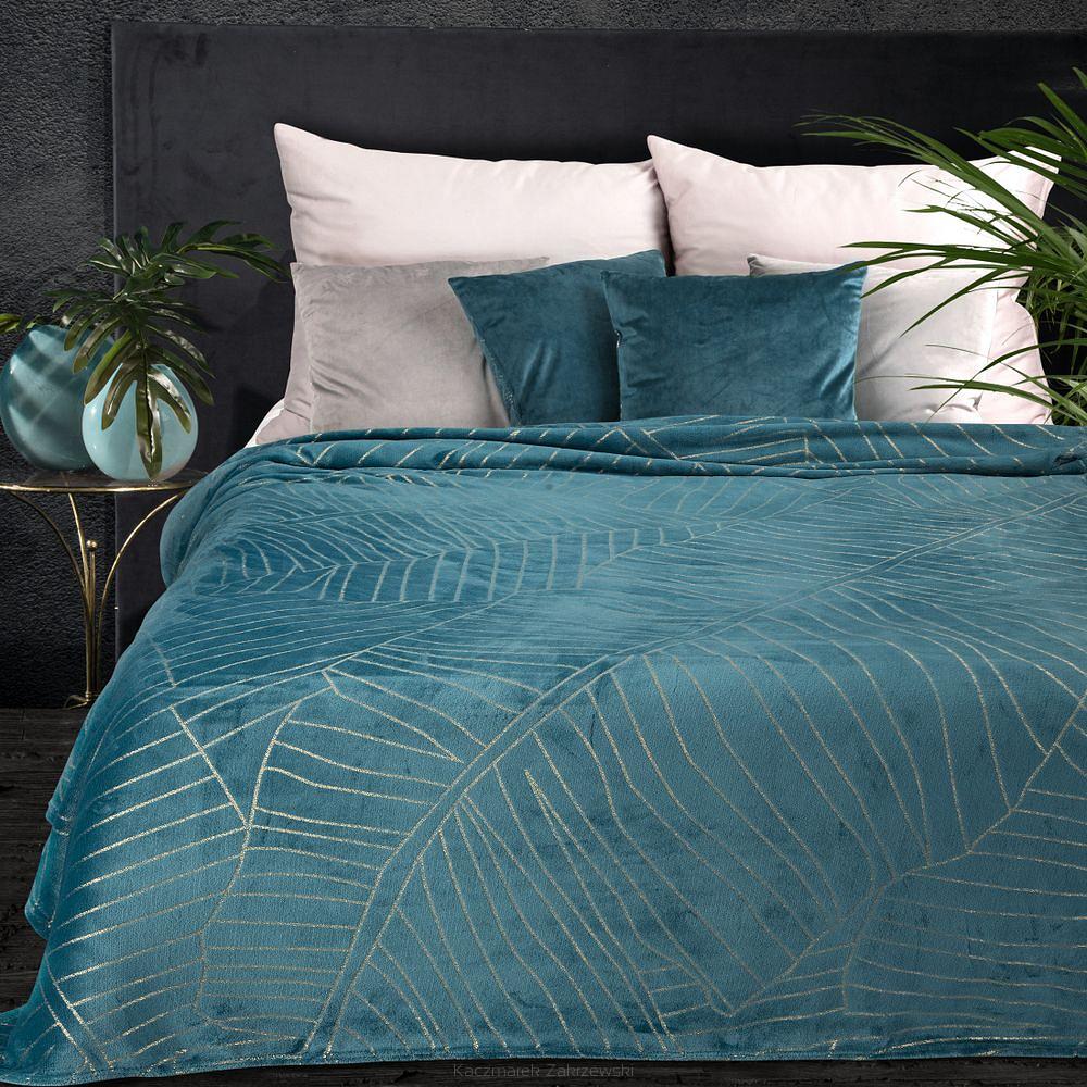 Koc narzuta LUNA 150x200 Eurofirany turkusowy/złoty