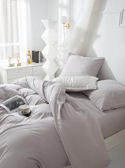 Pościel Queen 160x200 szara z białą lamówką bizą