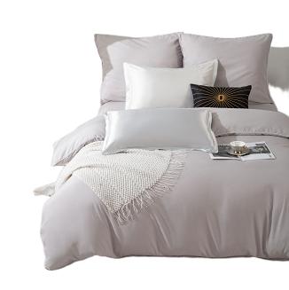 Pościel Queen 160x200 szara z białą lamówką bizą