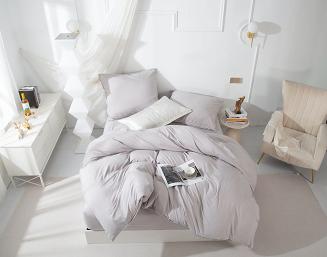 Pościel Queen 160x200 szara z białą lamówką bizą