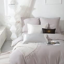 Pościel Queen 160x200 szara z białą lamówką bizą