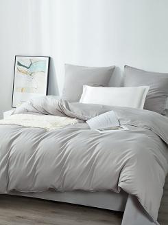 Pościel satyna bawełniana Queen Premium 220x200 szara ze złotą lamówką