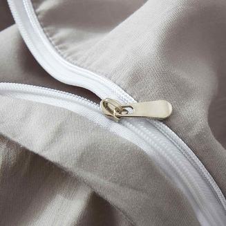 Pościel satyna bawełniana Queen Premium 220x200 szara ze złotą lamówką