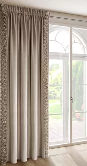 Zasłona gotowa na taśmie ROSES 140x270 Eva Minge Eurofirany ciemnobeżowy