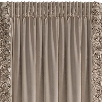 Zasłona gotowa na taśmie ROSES 140x270 Eva Minge Eurofirany ciemnobeżowy