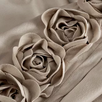 Zasłona gotowa na taśmie ROSES 140x270 Eva Minge Eurofirany ciemnobeżowy