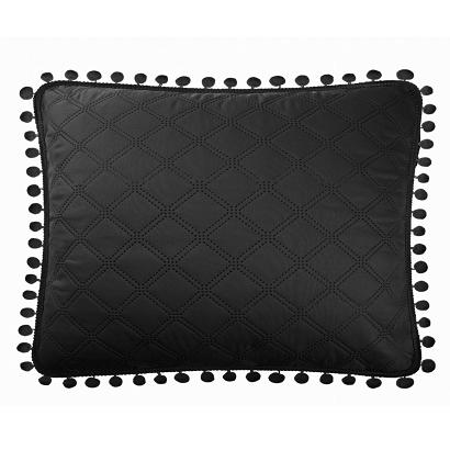 Poszewka dekoracyjna POMPOO 50x70 czarna z pomponami