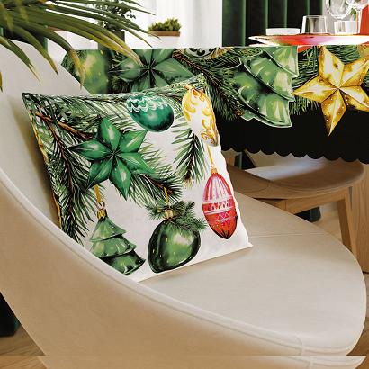 Poszewka dekoracyjna świąteczna BOMBKI 40x40 welwetowa w bombki