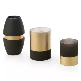 Świecznik dekoracyjny VICTORIA7 15x20 Eurofirany złoty czarny w kształcie walca