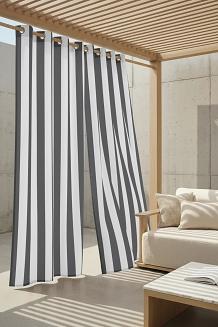 Grafitowa Zasłona Tarasowa Wodoodporna Na Przelotkach 140x220 STRIPES