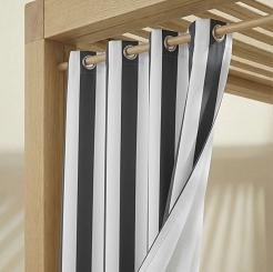 Grafitowa Zasłona Tarasowa Wodoodporna Na Przelotkach 140x220 STRIPES