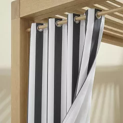 Grafitowa Zasłona Tarasowa Wodoodporna Na Przelotkach 140x220 STRIPES