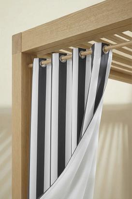 Zasłona gotowa na przelotkach wodoodporna STRIPES 140x220 tarasowa grafitowa w pasy