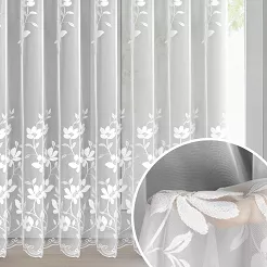 Firana gotowa na przelotkach SANDI 350x250 Eurofirany biała kwiatowy haft