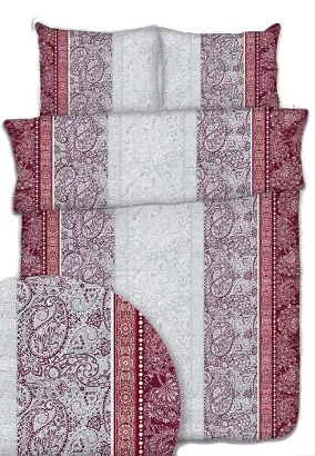 Pościel z kory 180x200 bordowa biała szara paisley ornamenty