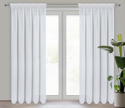 Firana gotowa na taśmie ARLETA 135x270 Eurofirany biała gładka