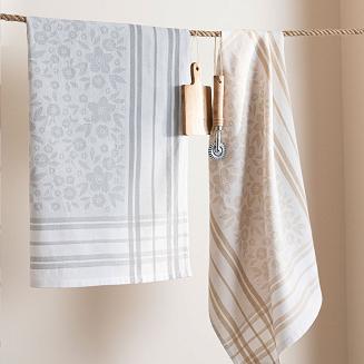 Ścierka kuchenna bawełna egipska FIOŁKA 50x70 kwiaty kratka szara