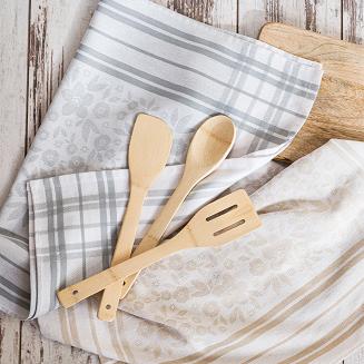 Ścierka kuchenna bawełna egipska FIOŁKA 50x70 kwiaty kratka szara