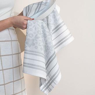 Ścierka kuchenna bawełna egipska FIOŁKA 50x70 kwiaty kratka szara