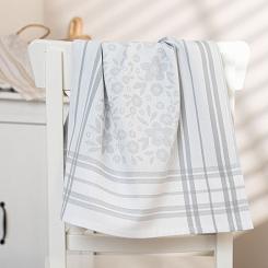 Ścierka kuchenna bawełna egipska FIOŁKA 50x70 kwiaty kratka szara