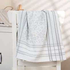 Ścierka kuchenna bawełna egipska FIOŁKA 50x70 kwiaty kratka szara