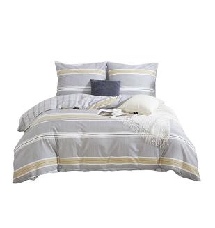 Pościel satyna bawełniana 220x200 szara beżowa w paski