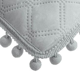 Poszewka dekoracyjna POMPOO 50x70 szara z pomponami