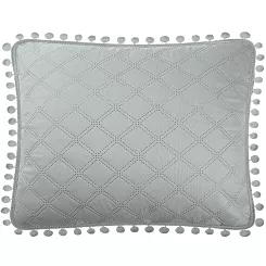 Poszewka dekoracyjna POMPOO 50x70 szara z pomponami